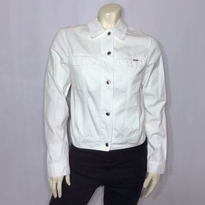 Escada Sport White Satin Cotton Cropped Jacket